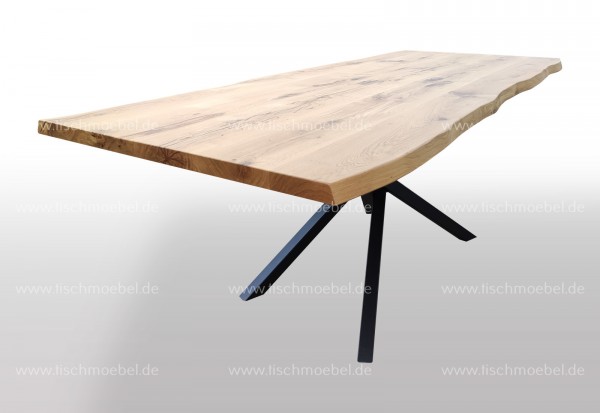 Tisch mit Baumkante auf Mikado Tischuntergestell 200x90cm