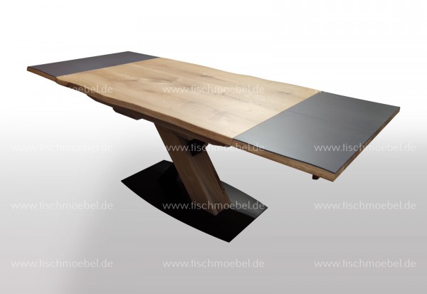 Baumkanten Esstisch Wildeiche ausziehbar massiv 160x110cm