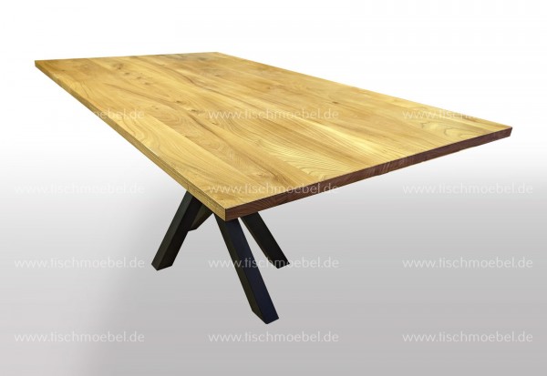 Masstisch 400x110cm Rüster - Ulme auf Mikado Tischgestell