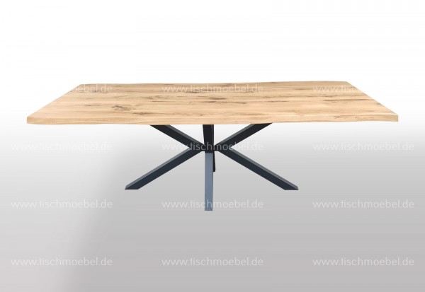 Baumkantentisch Kreuzgestell schwarzstahl 180x90cm