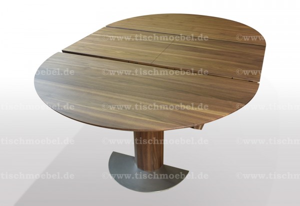 ausziehbarer runder Esstisch Nussbaum massiv schweizer kante