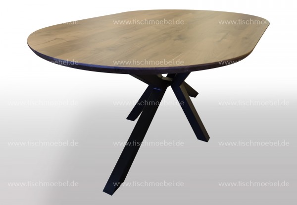 Ovaler Tisch Nussbaum auf Spider Gestell 140x100cm