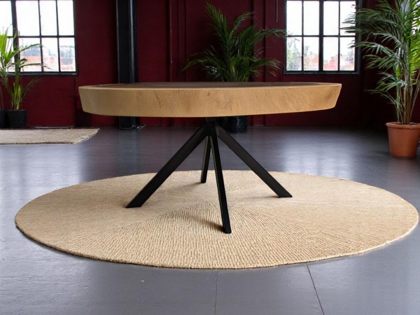 Wohnzimmertisch Suar - Baumacheibe - auf Spidergestell Durchemsser 80-90