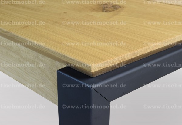 tisch Eiche 200 x 110 cm ausziehbar auf Schwarzstahl Gestell