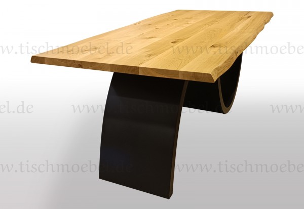 Baumkantentisch Eiche auf Wellen Gestell 220x120cm 