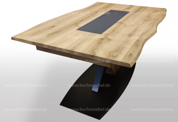 Ausziehtisch Wildeiche mit Baumkante Keramik 150x80cm