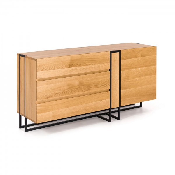 Designer Kommode Buche 180x80x45cm in Kombination mit Stahl