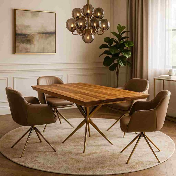 modern-glam-esszimmer-amberbaum-tisch-spider-untergestell-messing-taupe-lederstuehle