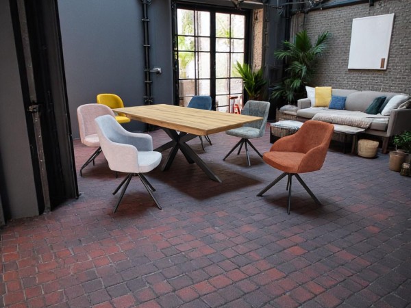 Tisch 160x90 cm aus Wildeiche & 6 Stühle