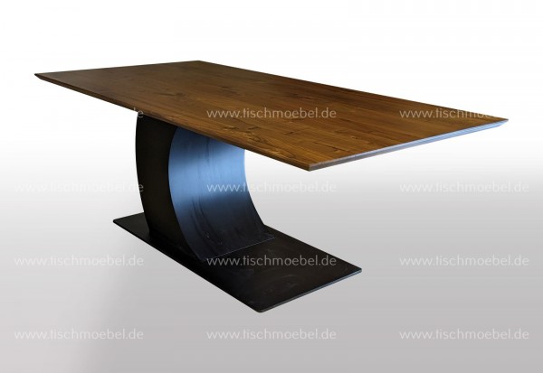 Holztisch Nussbaum 170 x 100 cm auf Mond Tischgestell