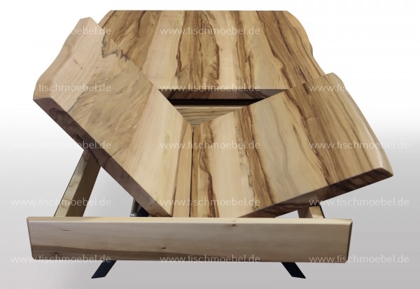 Designer Holztisch Amberbaum 280 x 120cm auf Spider Tischgestell