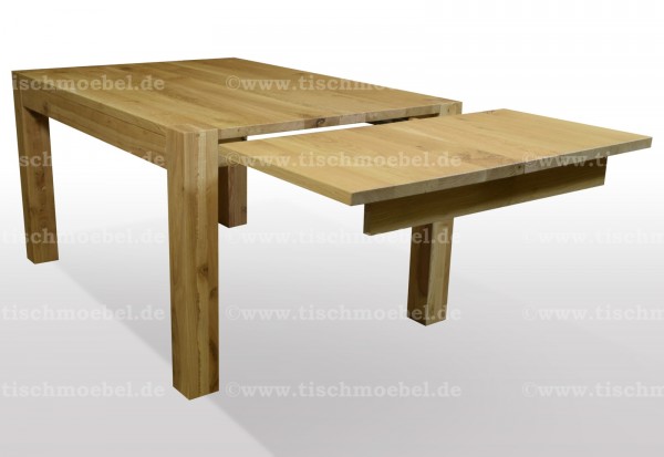 Esstisch Wildeiche ausziehbar, Beine von oben sichtbar