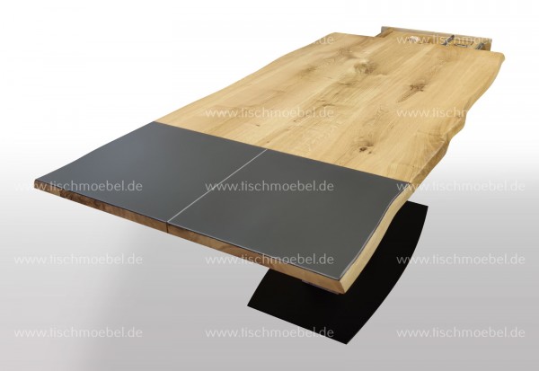 Baumkanten Tisch Wildeiche ausziehbar massiv 160x110cm