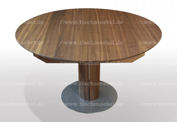 Tisch rund ausziehbar Nussbaum massiv - 110cm Durchmesser ...