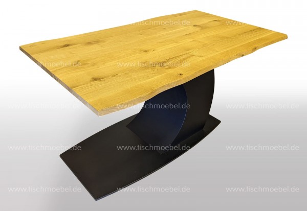 Esstisch 280 x 100 cm mit Baumkante Esche massiv auf Mondgestell