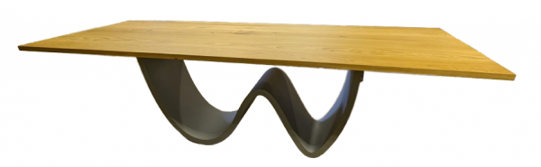 Eiche Küchentisch auf Wave Weißaluminium Tischgestell 350x120cm