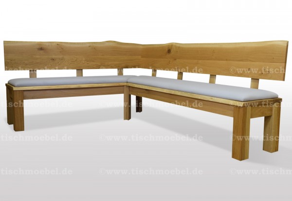 eckbank baumkante 150 x 250 ausziehbar eiche echtleder holz