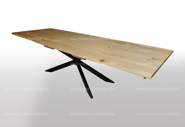 Baumtisch auf Spider Untergestell 140x100cm ausgezogen um 2x30cm