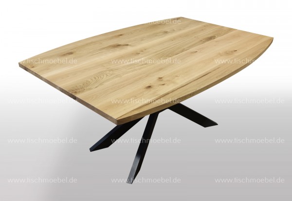 Tisch Bootsform Kirschbaum amerikanisch ausziehbar 140 x 80 auf Spider Gestell schwarzstahl