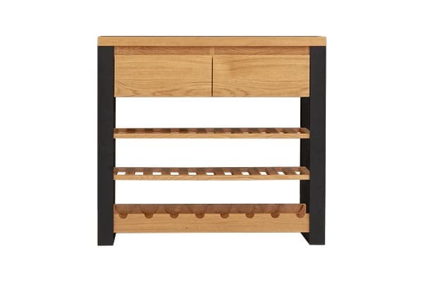 Wein-Regal 90 x 100 x 34 cm - aus massiver Eiche - indstrial Look