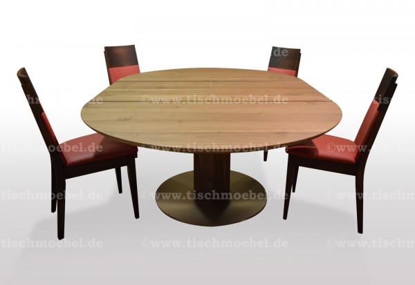 Esszimmertisch rund Nussbaum ausziehbar mit Stuehlen