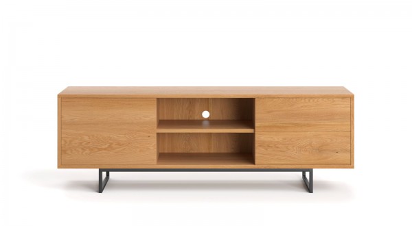Fernsehschrank aus Esche Massivholz 180x40x60cm - Industrial Design - Frontansicht