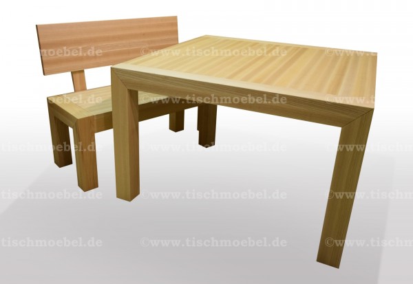 tisch nach mass mit Sitzbank Esche massiv ausziehbar