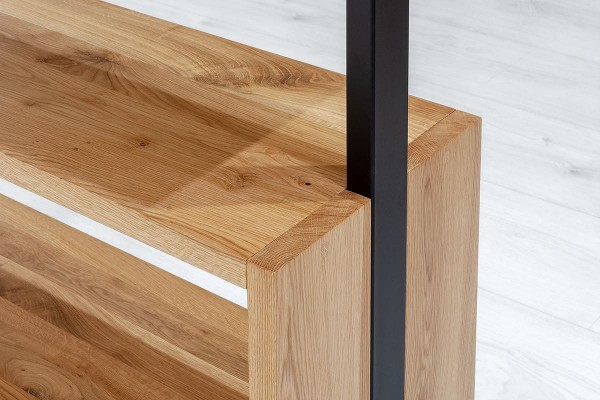 Loftregal 210x160x35cm Eiche massiv - Stahl - Detail - 1