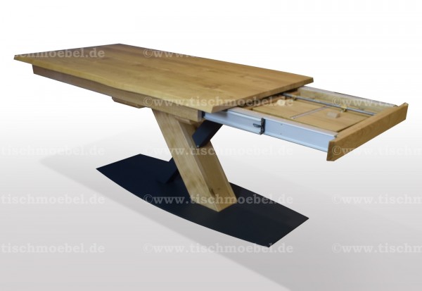 Baumtisch wildeiche kulissenauszug 180 x 80 schwarzstahl min