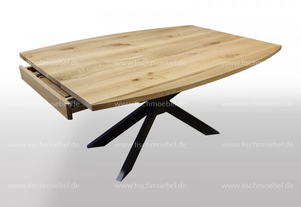 Ausziehtisch Bootsform Kirschbaum amerikanisch 140 x 80 auf Spider Gestell schwarzstahl