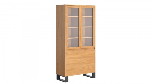 moderne Vitrine 200 x 100 x 45 cm Eiche massiv -Loft Look