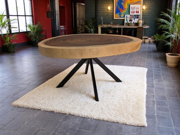 Wohnzimmertisch Baumacheibe Suar - auf Spidergestell Durchemsser 80-90