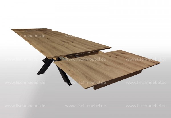 Tisch Asteiche massiv ausziehbar auf Kreuzgestell  160x100cm