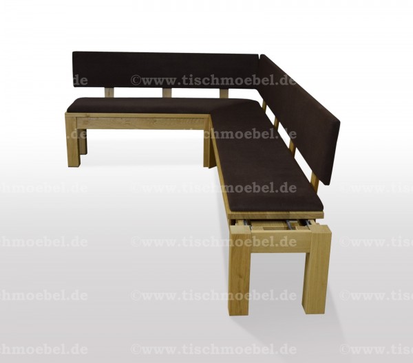 Echbank ausziehbar nach mass eiche gepolstert min