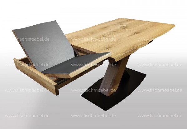 Wildeichen Esszimmertisch mit naturkante und Keramikplatten 160x110 cm