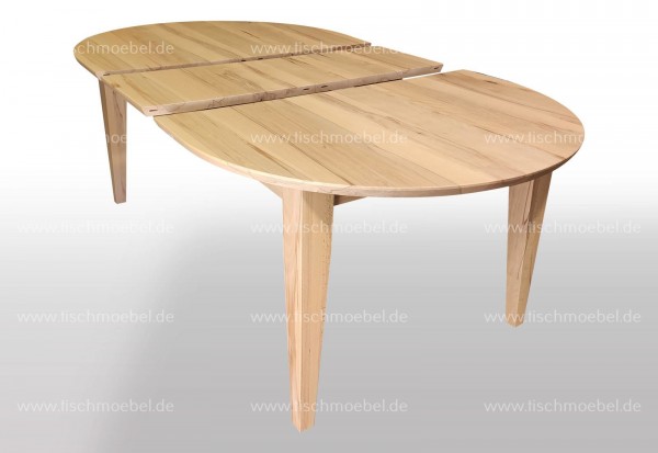 Esstisch oval Kernbuche massiv 160x110cm ausziehbar per Mittelauaszug