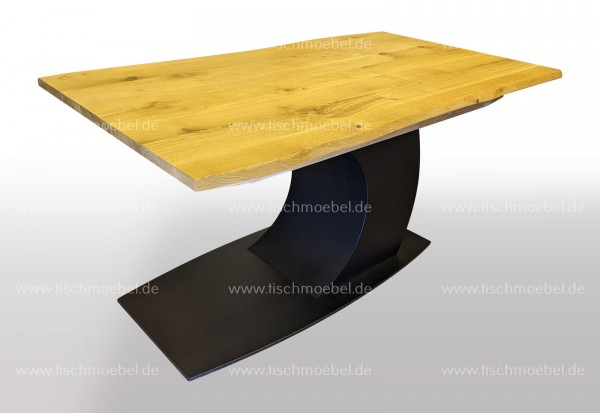 Tisch mit Baumkante 190x90 Kernbuche massiv auf Mondgestell