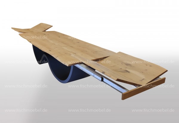 Baumkantentisch Wave Gestell ausziehbar Eiche 240x120cm 