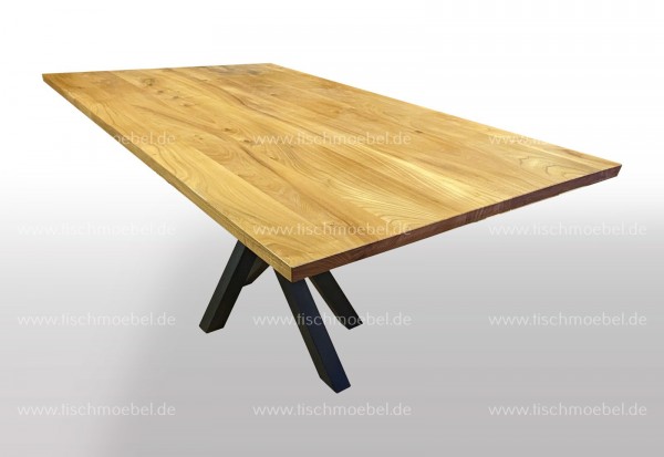 Esszimmertisch  400x110 cm Rüster - Ulme auf Mikado Tischgestell