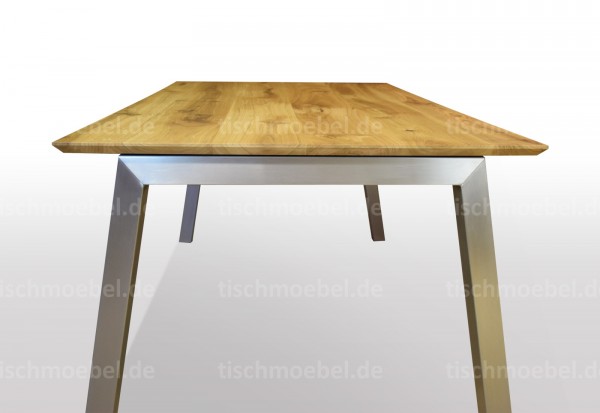 Esstisch wildeiche massiv ausziehbar edelstahl Trapezgestell